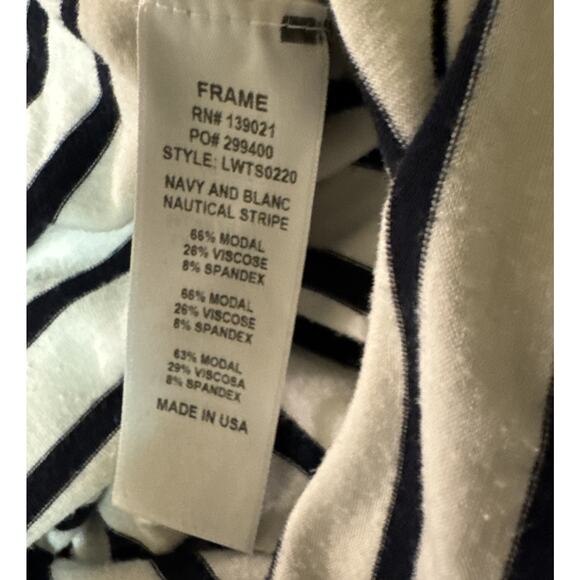 FRAME Navy Blanc Nautical Stripe Tee T-Shirt Womens S Casual Chic - Picture 7 of 8